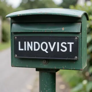 Brevlådeskylt med exempel på gravyr