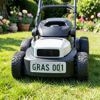 Regskylt till robotgräsklippare med exempel på gravyr